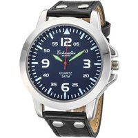 Eichmüller Quarzuhr Herrenuhr RE1011 blau-schwarz Lederband 45 mm von Eichmüller