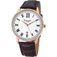 Eichmüller Quarzuhr Herrenuhr RE1101 rose-weiss-braun Lederband 40 mm von Eichmüller