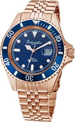 Eichmüller Taucheruhr 3464-05 Rose-blau 20 ATM Edelstahlband 43 mm von Eichmüller