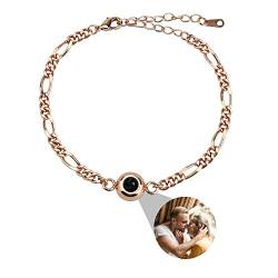 Eiennoai Personalisierte Armbänder mit Bildern innen, personalisierte Foto-Armbänder für Paare, runde Foto-Armbänder Projektion Armbänder für Frauen Männer Jahrestage Geburtstag Weihnachten von Eiennoai