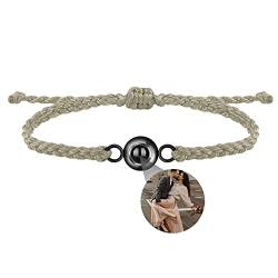 Eiennoai Personalisiertes Foto Projektions Armband Personalisierte Fotoarmbänder Ich liebe dich Armband 100 Sprachen Verstellbares geflochtenes Seilarmband mit Bild Weihnachtsgeschenke von Eiennoai