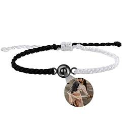 Eiennoai Personalisiertes Foto Projektions Armband Personalisierte Fotoarmbänder Ich liebe dich Armband 100 Sprachen Verstellbares geflochtenes Seilarmband mit Bild Weihnachtsgeschenke von Eiennoai