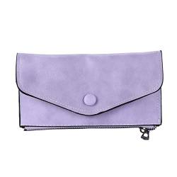 Eighosee 1 x violette Damen-Geldbörse aus PU-Leder, mit langem Abschnitt, ultradünn, mattiert, mit Reißverschluss, Größe ca.: 19,5 x 10,5 x 1 cm, violett, Einheitsgröße von Eighosee