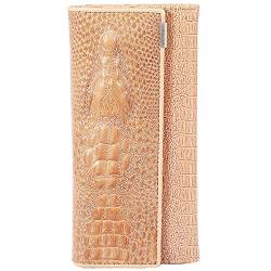 Eighosee 3-fach gefaltete Damen-Geldbörse aus echtem Leder, mit Haspenkopf, für Damen (Khaki), khaki von Eighosee