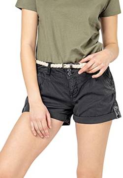 Eight2Nine Damen Chino Shorts Hose mit Flecht-Gürtel Dark-Grey M von Eight2Nine