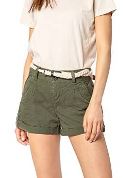 Eight2Nine Damen Chino Shorts Hose mit Flecht-Gürtel Middle-Green XL von Eight2Nine