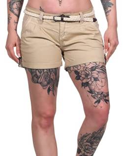 Eight 2 Nine Damen Chino Shorts Kurze Hose mit Gürtel Sahara Sand Beige M von Eight 2 Nine