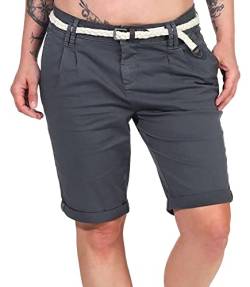 Eight 2 Nine Damen Chino Shorts LETN-025 Kurze Hose mit Gürtel Iron Grey XS von Eight 2 Nine