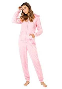 Eight2Nine Damen Jumpsuit Overall aus Teddy Fleece mit Ohren rose S/M von Eight2Nine