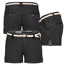 Eight2Nine Damen Short Bermuda Kurze Hose Sommer Chino Stoff Hotpants mit Gürtel, Hosengröße:L / 40, Farbe:Anthrazit von Eight2Nine