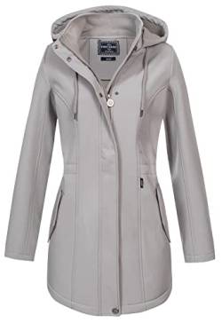 Eight2Nine Damen Softshelljacke LETN-041 wasserabweisender Kurzmantel mit Kapuze Light Grey XXL von Eight2Nine