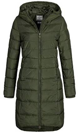 Eight2Nine Damen Steppmantel LETN-039 Lange Stepp-Jacke mit Kapuze forest night L von Eight2Nine