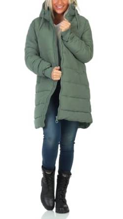 Eight2Nine Damen Steppmantel Winterjacke LETN-068 mit Kapuze Laurel Green L von Eight2Nine