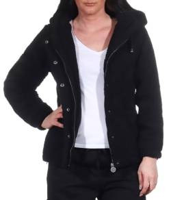 Eight2Nine Damen Teddy-Fleecejacke Sherpa LETN-057 mit Kapuze black XL von Eight2Nine