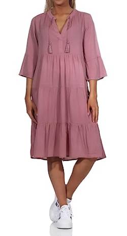 Eight2Nine Damen Viskose Kleid LETN-067 Knielang mit 3/4-Ärmeln Dark Vintage Rose S von Eight2Nine