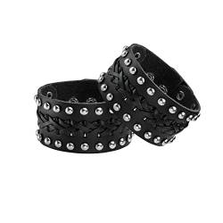 Eigso 1 Paar Retro Punk Leder Manschetten Armbänder für Männer Frauen Vintage Leder geflochtene Armbänder für Mann Frau von Eigso