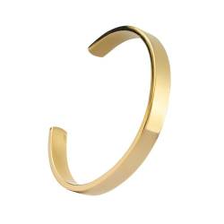 Eigso 304 14K Gold plattiert Edelstahl offenes Armband Manschette für Frauen Männer Minimalistische Mode Boho C Form Armband für Frau Mann von Eigso