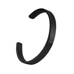 Eigso 8MM schwarz plattiert Edelstahl offene Manschette Armband für Frauen Männer Vintage Mode minimalistische C Form Armband Armreif für Frau Mann von Eigso