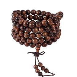 Eigso 8mm Schwarz Pear108 Holzperlen Gebetsarmband Buddhist Meditation Link Handgelenk Gebet Mala Elastisch, Urlaub Geschenk FüR MäNner Und Frauen von Eigso