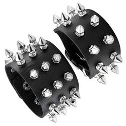 Eigso Gothic Punk Nietenarmband breites Armband PU Lederarmband für Damen und Herren Rock Biker von Eigso