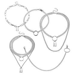 Eigso Halskette mit O Ring Lock Anhänger Mehrschichtketten für Jeans Hosen Dekorationen Schmuck von Eigso