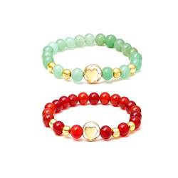 Eigso Healing Goldenes Herz Glücksstein-Armbänder für Männer und Frauen, verstellbares 7-Chakra-Perlen-Armband, verstellbar von Eigso