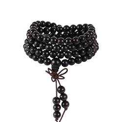 Eigso Holzperlen Armband FüR MäNner Und Frauen Von 108 6mm Ebenholz Perlen Buddhistische Meditation Handgelenk Armband Mit Mala Gebet Zusammengesetzt von Eigso