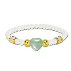 Eigso Mode grün Aventurin Herz Stein Armband für Frauen Männer charmante niedliche Conch Perlen Armband für Frau Mann von Eigso