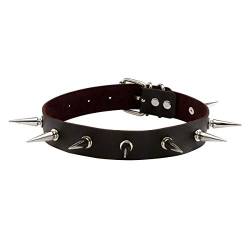 Eigso PU Lederhalsband Kragen Halsreif Vintage Goth Punk Style Knopfverschluss verstellbar (Schokolade) von Eigso