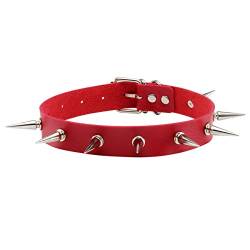 Eigso PU Lederhalsband Kragen Halsreif Vintage Goth Punk Style Knopfverschluss verstellbar (rot) von Eigso