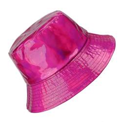 Eigso Pink Fashion Reversible Holographic Bucket Hat für Frauen Männer Packable Rave Metallic Fishing Cap Hut für Frau Mann von Eigso