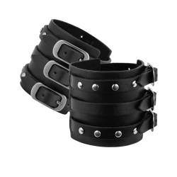 Eigso Punk Leder Manschette Armbänder für Männer Frauen Classic Vintage Nieten Armbänder für Mann Frau von Eigso