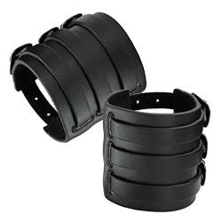 Eigso Punk Rock Lederarmbänder Herren Punk Gothic Breites PU Leder Armbänder Set Männer schwarz von Eigso