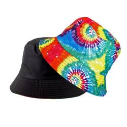 Eigso Regenbogen Reversible Tie-Dying Eimer Hut für Frauen Männer Bunte Faltbare Sonnenschutz Outdoor Wandern Fischer Hut für Frau Mann von Eigso