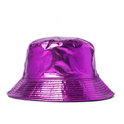 Eigso Unisex Hip Hop Eimer Hut für Männer Frauen Metallic Leder Fischer Hut für Mann Frauen Flexible Eimer Hut von Eigso