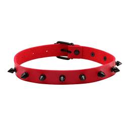 Eigso rot Steampunk Retro Vintage Choker PU Halsband mit schwarzer Nieten für Frauen Männer von Eigso