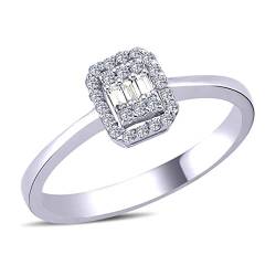 0,14 Carat Diamant Baguette Ring in 14 Karat Weißgold von EinStein Diamant