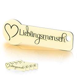 Einkaufswagenlöser ® Code24 Lieblingsmensch® beige/Schlüsselanhänger Einkaufschip mit Schlüsselfundservice/Abziehbarer Einkaufswagenchip Metall, Chip Einkaufswagen, Key Finder / 5 Stück von Einkaufswagenlöser