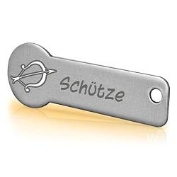 Einkaufswagenlöser ® Code24 Sternzeichen Schütze/Schlüsselanhänger Einkaufschip mit Schlüsselfundservice/Abziehbarer Einkaufswagenchip Metall, Chip Einkaufswagen, Key Finder / 1 Stück von Einkaufswagenlöser