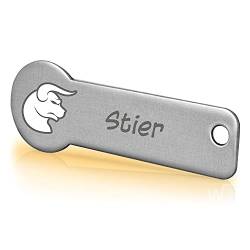 Einkaufswagenlöser ® Code24 Sternzeichen Stier/Schlüsselanhänger Einkaufschip mit Schlüsselfundservice/Abziehbarer Einkaufswagenchip Metall, Chip Einkaufswagen, Key Finder / 1 Stück von Einkaufswagenlöser