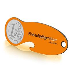 Einkaufswagenlöser ® Münze orange/Schlüsselanhänger Einkaufschip mit Schlüsselfundservice/Abziehbarer Einkaufswagenchip Metall, Chip Einkaufswagen, Key Finder / 10 Stück von Einkaufswagenlöser