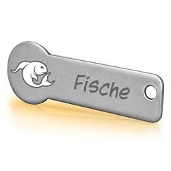 Einkaufswagenlöser ® Sternzeichen Fisch/Schlüsselanhänger Einkaufschip mit Schlüsselfundservice/Abziehbarer Einkaufswagenchip Metall, Chip Einkaufswagen, Key Finder / 1 Stück von Einkaufswagenlöser