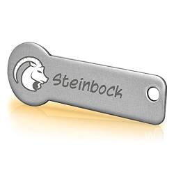 Einkaufswagenlöser ® Sternzeichen Steinbock/Schlüsselanhänger Einkaufschip mit Schlüsselfundservice/Abziehbarer Einkaufswagenchip Metall, Chip Einkaufswagen, Key Finder / 1 Stück von Einkaufswagenlöser