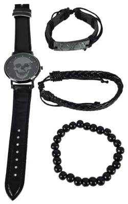 Einkaufszauber Armbanduhr Skull Totenkopf Set mit 3 Armbändern von Einkaufszauber
