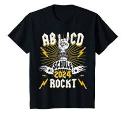 Kinder Schulkind 2024 ABC Schule Rockt Schultüte Einschulung Jungen T-Shirt von Einschulung 2024 Geschenk Rocker Musik Design