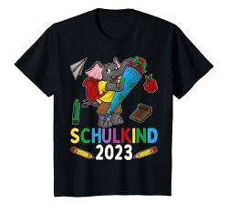 Kinder Einschulung Schulkind 2023 Elefant mit Schultüte Zuckertüte T-Shirt von Einschulung Geschenk Outfits