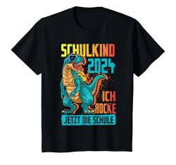 Kinder Schulkind 2024 Dino Dinosaurier Ich Rocke Jetzt Die Schule T-Shirt von Einschulung Junge Kita Abschied Erstklässler