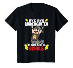 Kinder Bye Bye Kindergarten Ich Rocke Jetzt Die Schule T-Shirt von Einschulung Junge Schulanfang