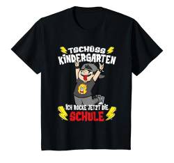 Kinder Tschüss Kindergarten Ich Rocke Jetzt Die Schule T-Shirt von Einschulung Junge Schulanfang