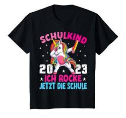 Kinder Schulkind 2023 Dabbing Unicorn Ich Rocke Jetzt Die Schule T-Shirt von Einschulung Mädchen Kita Abschied Erstklässler